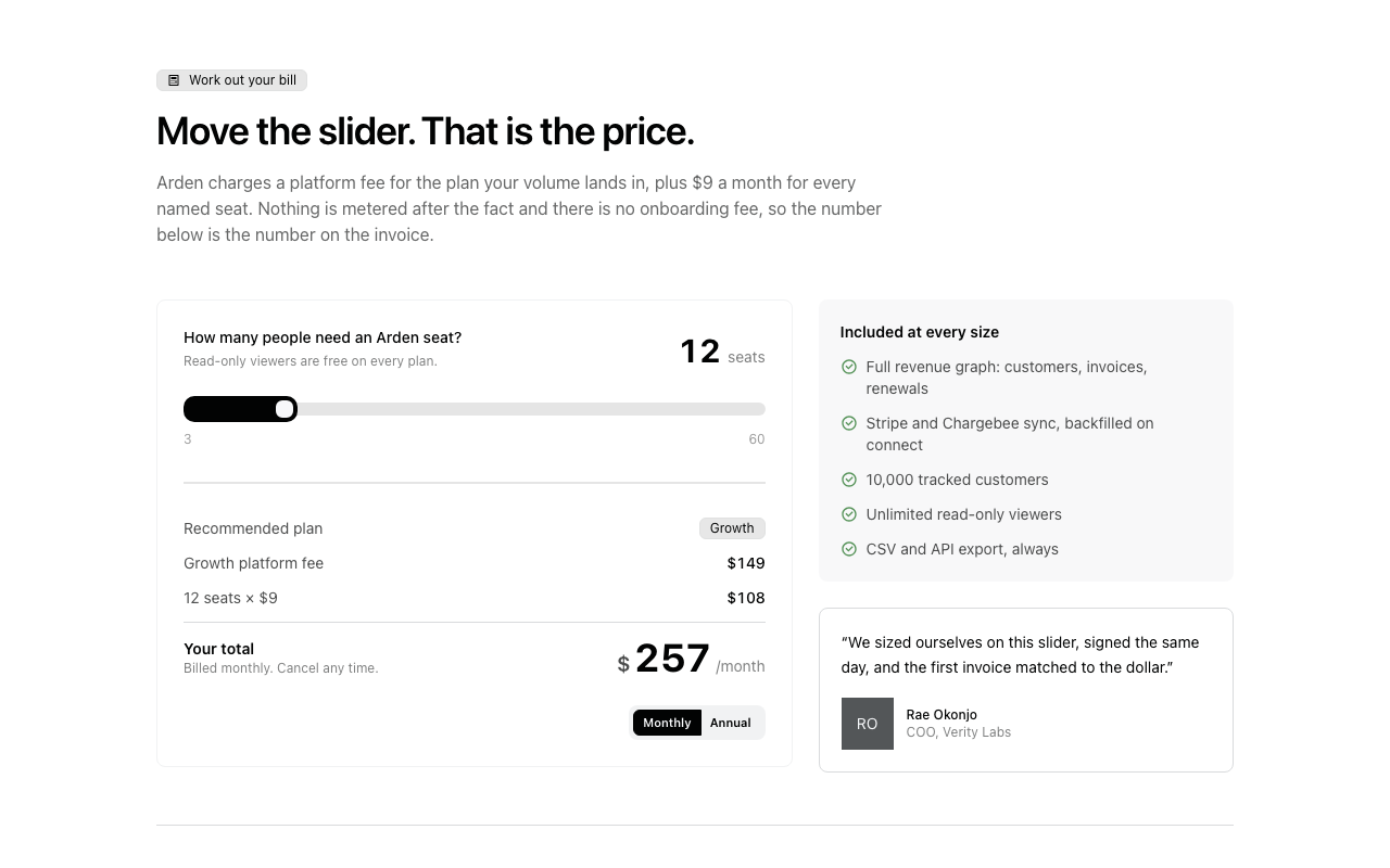 Usage calculator preview